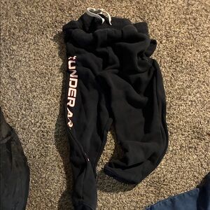 Under Armour Black Sweatpants with Pink Lettering